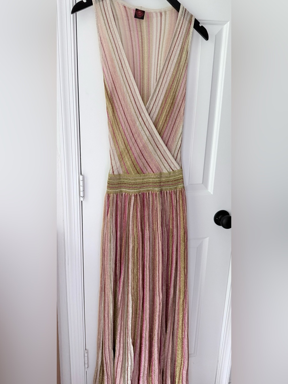 HAPPY SHEEP Striped Sleeveless Maxi Dress in Pink & Green